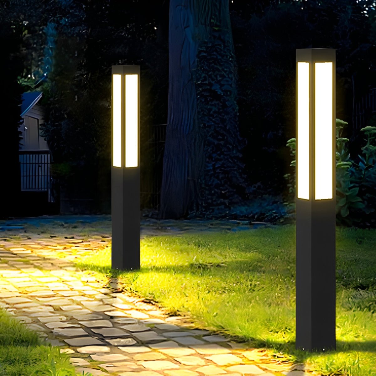 Waterproof LED Black Modern Outdoor Column Light