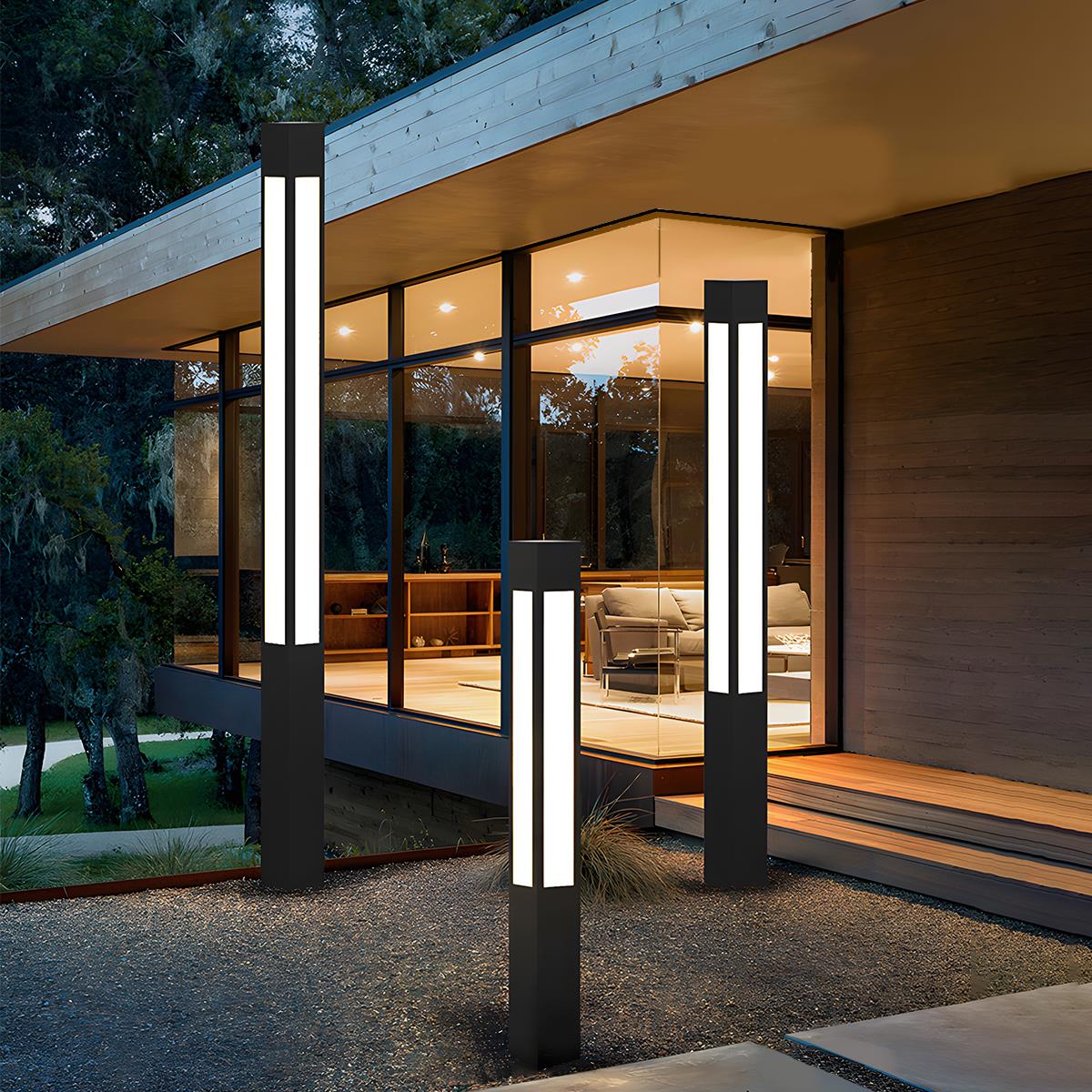 Cylinder Shaped Waterproof LED Black Modern Outdoor Post Lights - Flare Shack