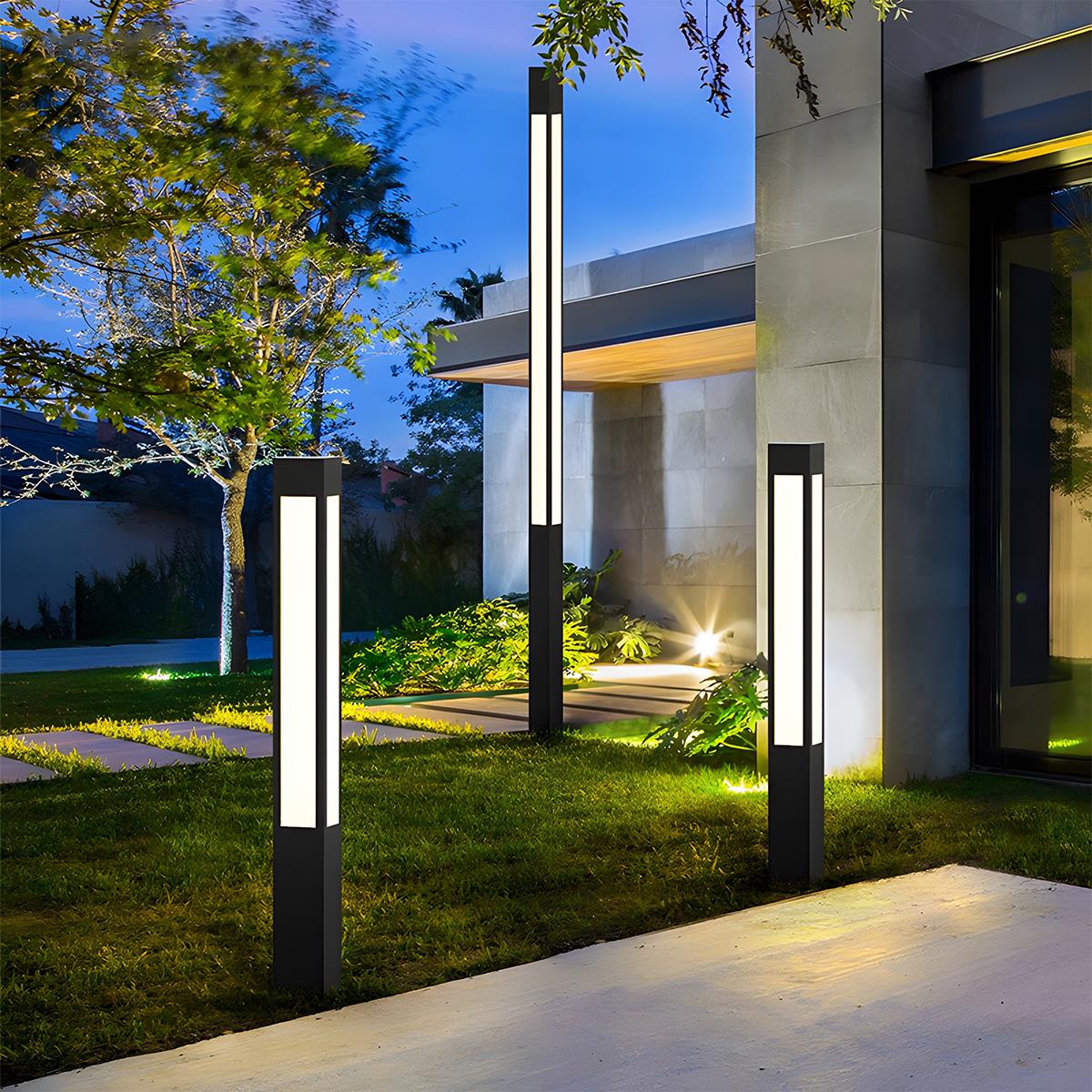 Cylinder Shaped Waterproof LED Black Modern Outdoor Post Lights - Flare Shack
