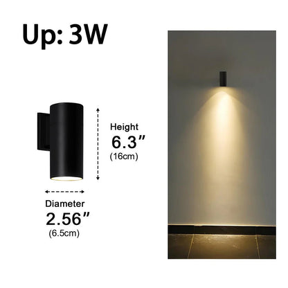 Cylinder Waterproof Outdoor Up and Down LED Exterior Wall Lights Spotlight