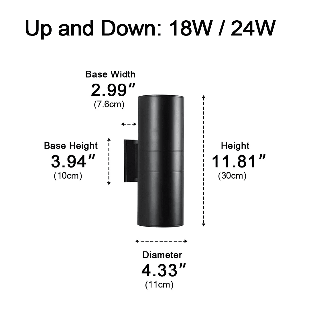 Cylinder Waterproof Outdoor Up and Down LED Exterior Wall Lights Spotlight