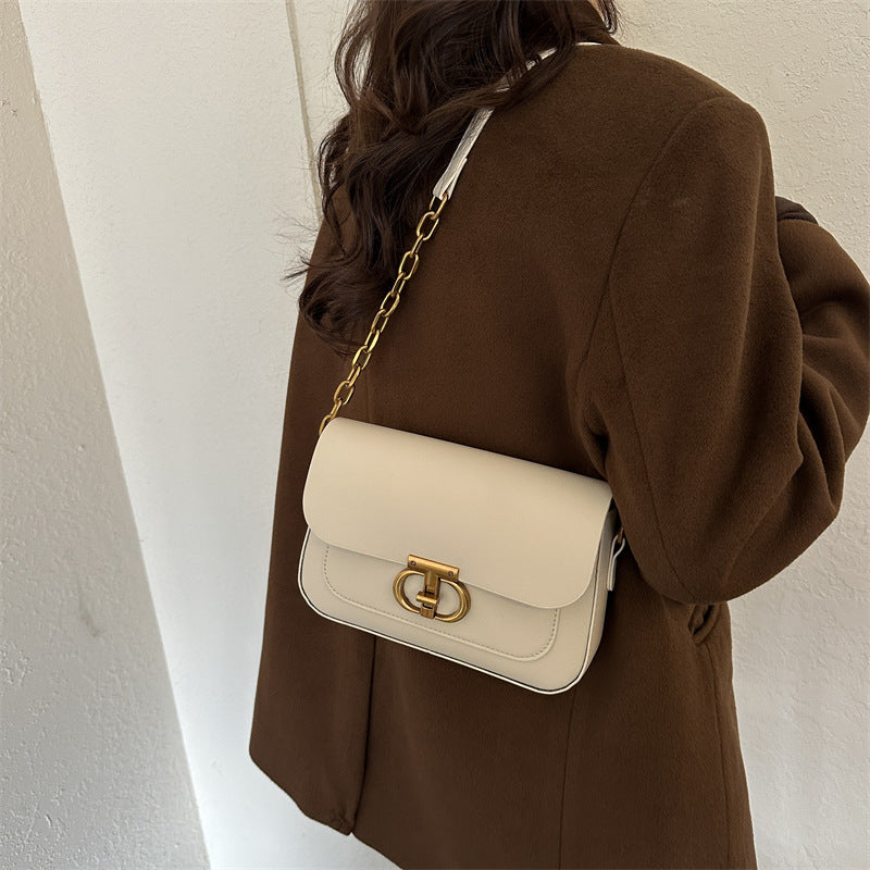 Lightweight women's shoulder bag – horizontal square design, PU leather, casual daily use