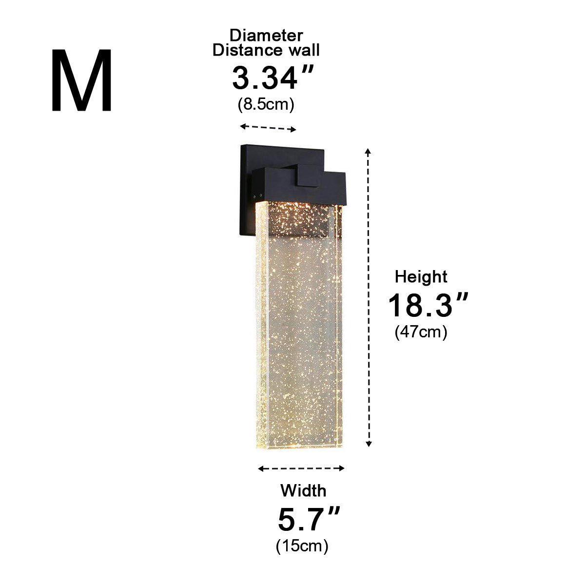 Modern Rectangular Crystal Bubble Waterproof LED Outdoor Wall Light