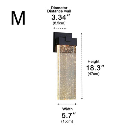 Modern Rectangular Crystal Bubble Waterproof LED Outdoor Wall Light