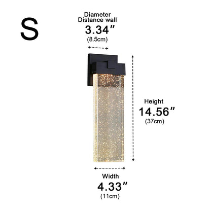 Modern Rectangular Crystal Bubble Waterproof LED Outdoor Wall Light