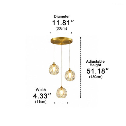Dimmable Modern Luxury Brass Crystal Pendant Lights