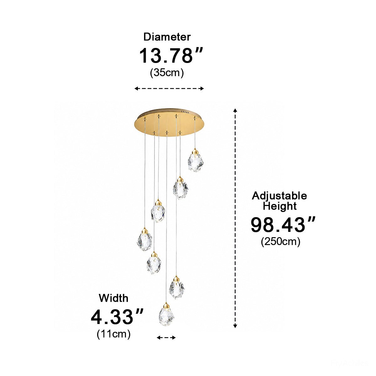 Dimmable Modern Luxury Brass Crystal Pendant Lights