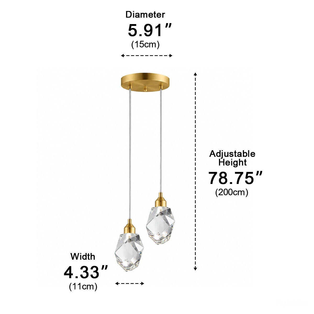 Dimmable Modern Luxury Brass Crystal Pendant Lights