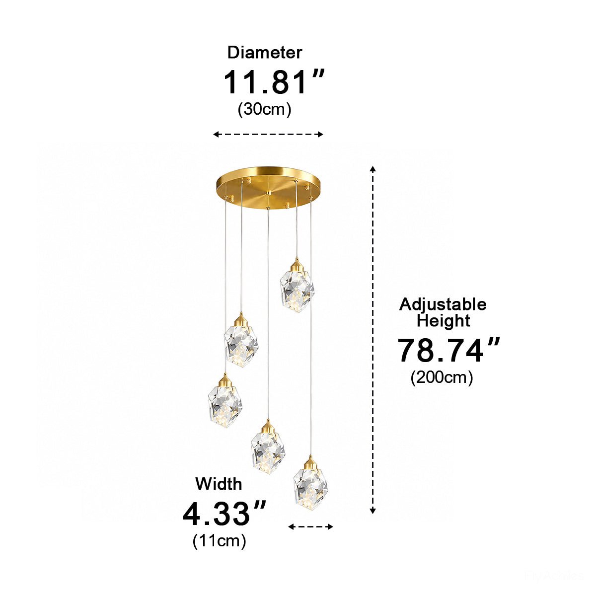 Dimmable Modern Luxury Brass Crystal Pendant Lights