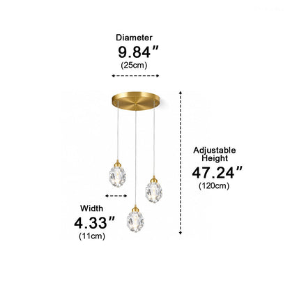 Dimmable Modern Luxury Brass Crystal Pendant Lights