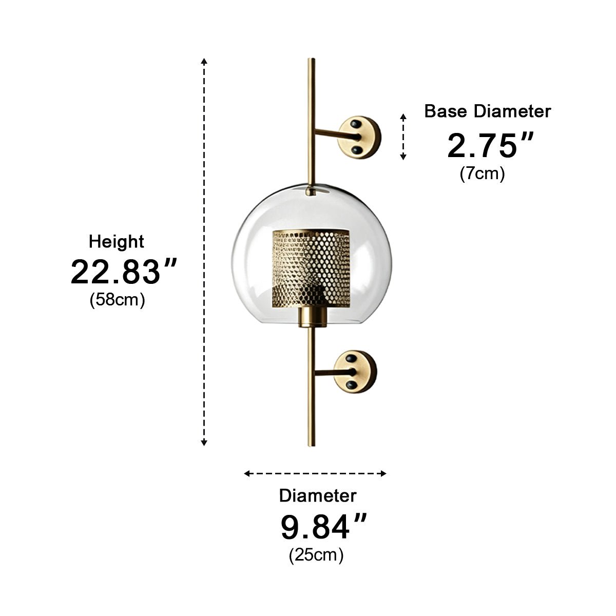Dimmable Vintage Industrial Glass Globe LED Wall Sconces