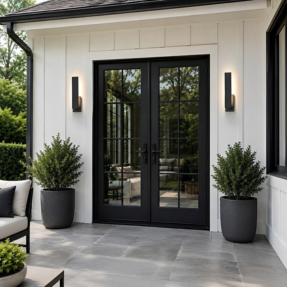 Dimmable Waterproof Rectangle Black LED Outdoor Wall Sconces