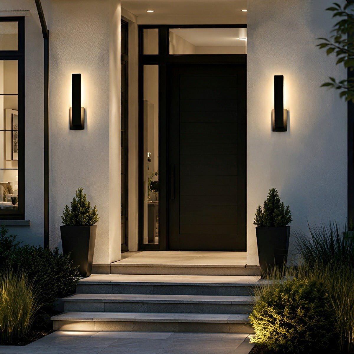Dimmable Waterproof Rectangle Black LED Outdoor Wall Sconces