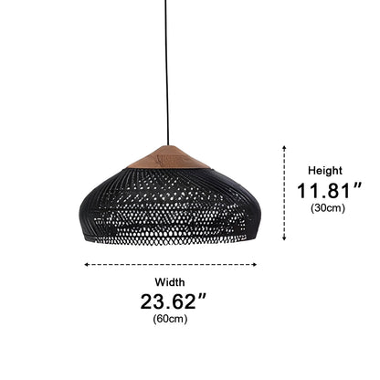 Dome-shaped Handmade Rattan Pendant Light – Boho Woven Hanging Lamp