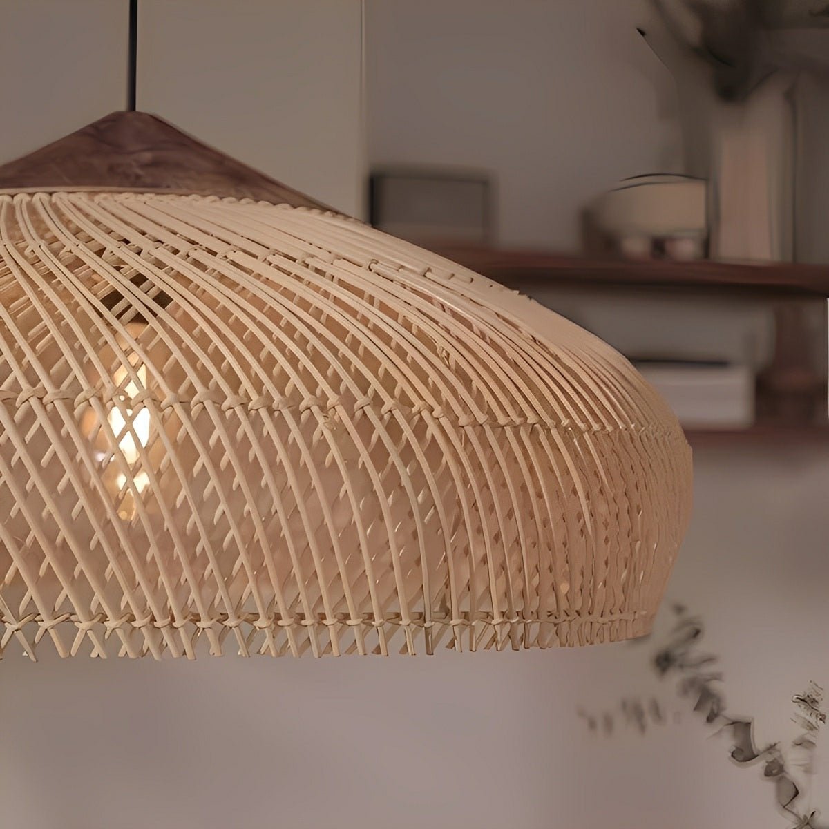 Dome-shaped Handmade Rattan Pendant Light – Boho Woven Hanging Lamp