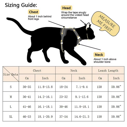 Reflective Cat Harness and Leash Set