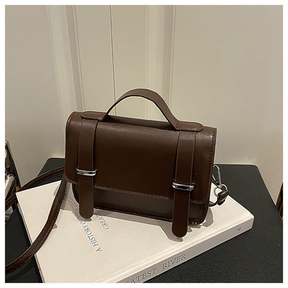 Lightweight Women's Square Mini Bag - Structured Flap, PU Leather, for Everyday Wear