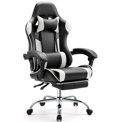 Ergonomic Computer Game Desk Chair Recliner - with Footrest & Lumbar Support & Headrest, Fixed Up Armrest, - Flare Shack