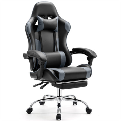 Ergonomic Computer Game Desk Chair Recliner - with Footrest & Lumbar Support & Headrest, Fixed Up Armrest, - Flare Shack