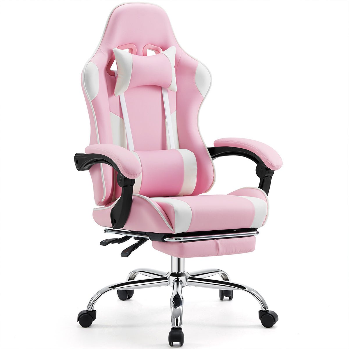 Ergonomic Computer Game Desk Chair Recliner - with Footrest & Lumbar Support & Headrest, Fixed Up Armrest, - Flare Shack