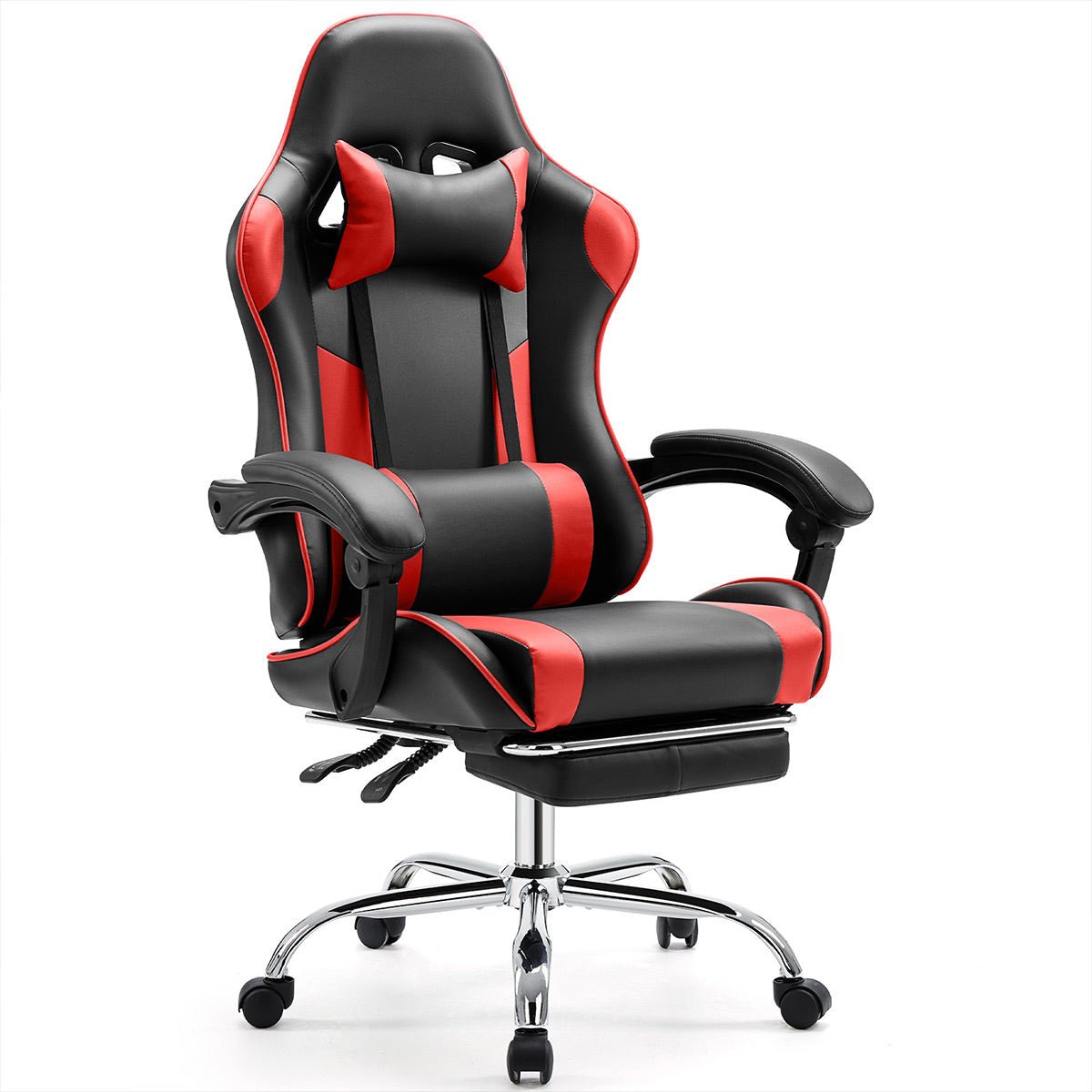 Ergonomic Computer Game Desk Chair Recliner - with Footrest & Lumbar Support & Headrest, Fixed Up Armrest, - Flare Shack