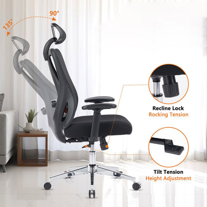 Ergonomic Swivel Mesh Office Computer Chair with Support & Headrest