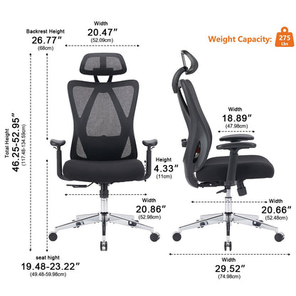 Ergonomic Swivel Mesh Office Computer Chair with Support & Headrest