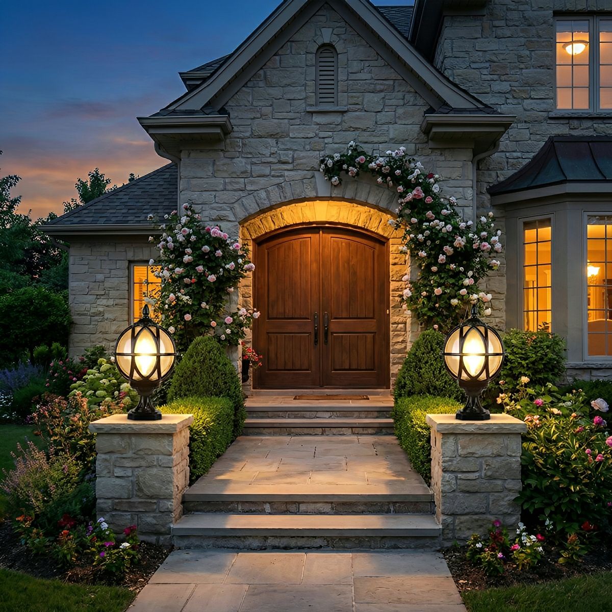 Farmhouse Round Ball Waterproof Outdoor Fence Post Lights - Flare Shack