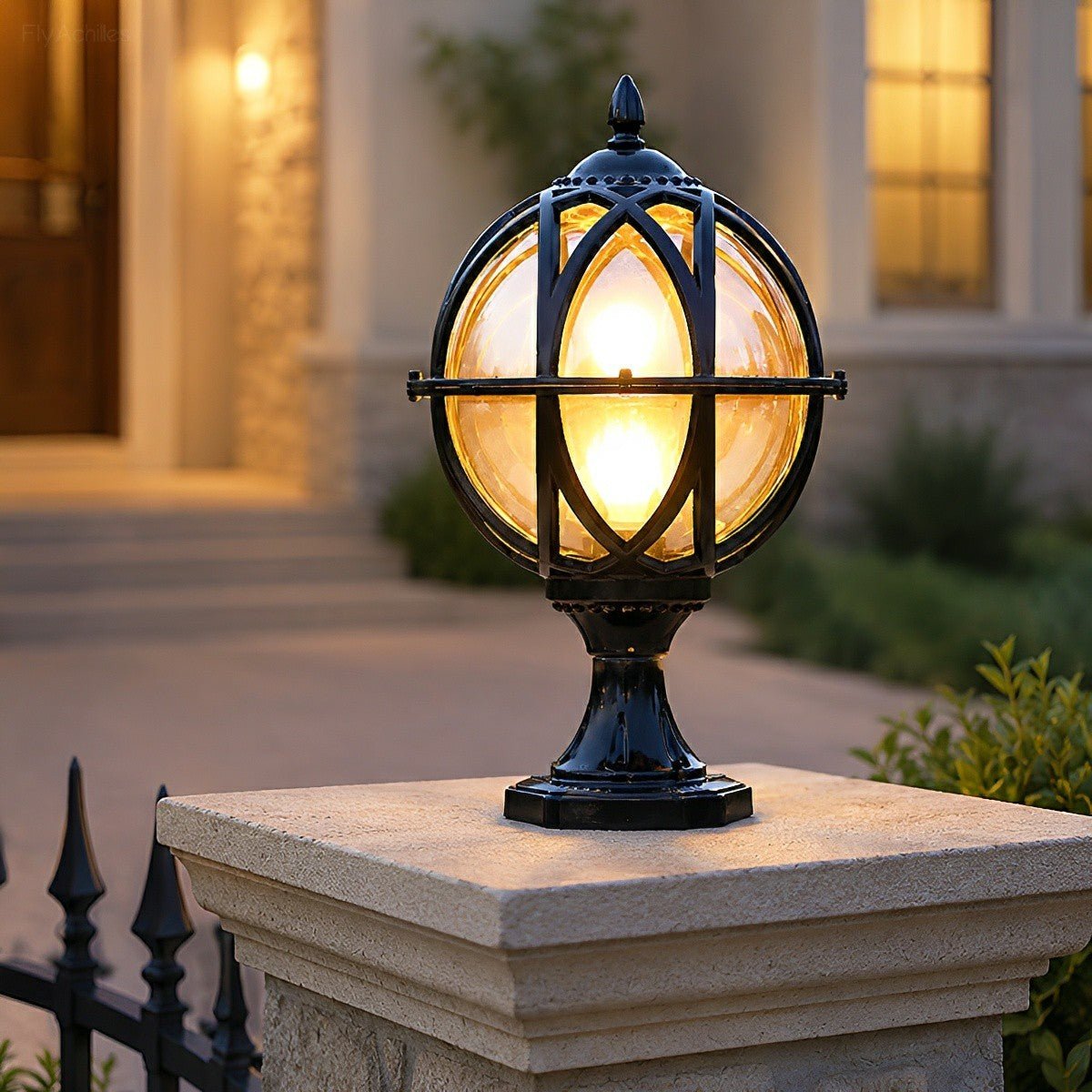 Farmhouse Round Ball Waterproof Outdoor Fence Post Lights