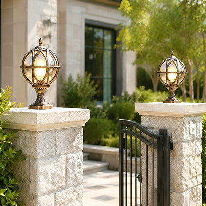 Farmhouse Round Ball Waterproof Outdoor Fence Post Lights