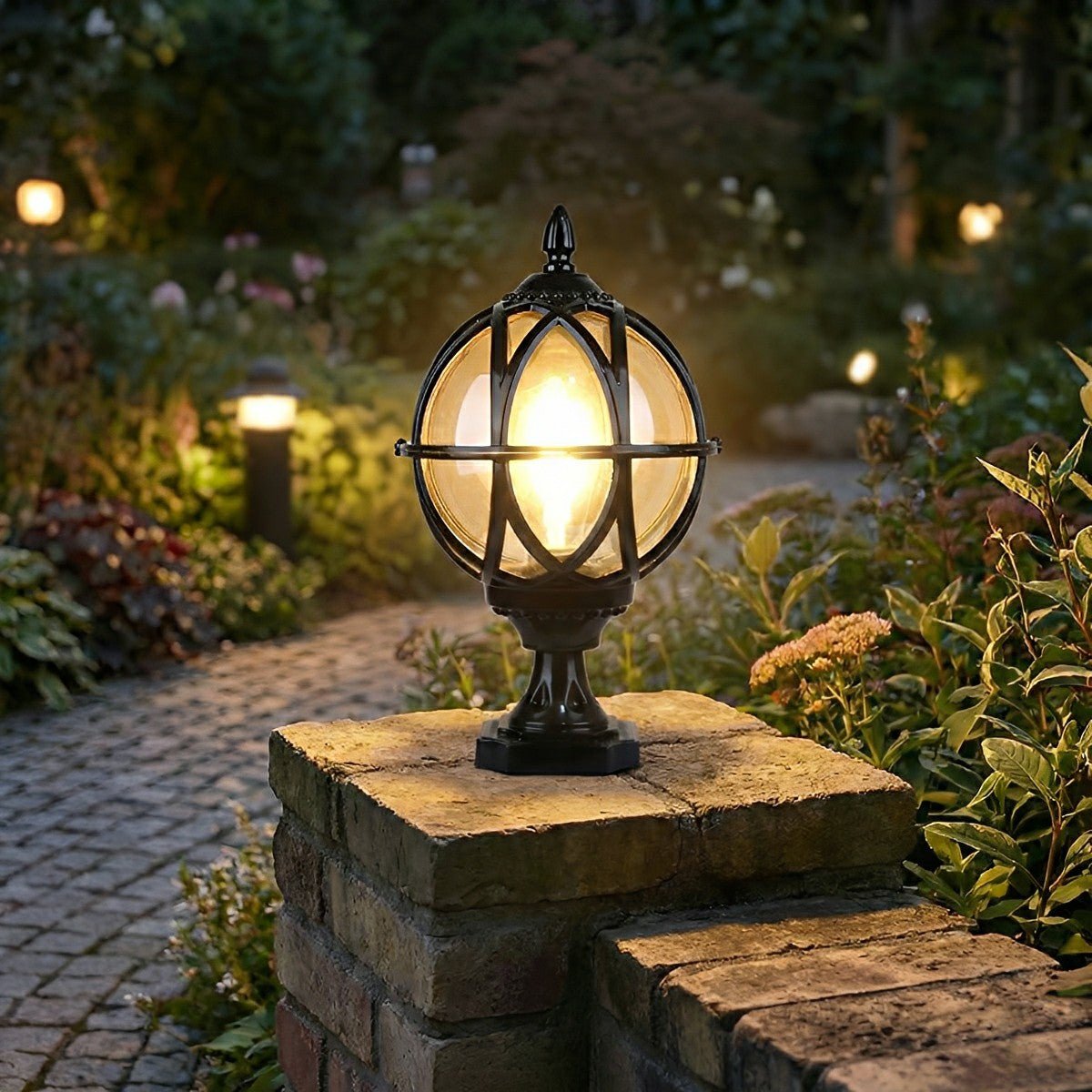 Farmhouse Round Ball Waterproof Outdoor Fence Post Lights - Flare Shack