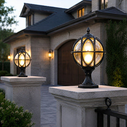Farmhouse Round Ball Waterproof Outdoor Fence Post Lights