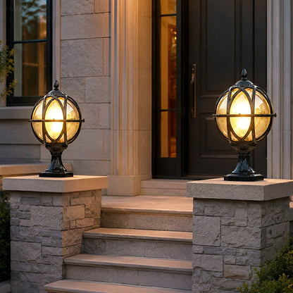 Farmhouse Round Ball Waterproof Outdoor Fence Post Lights