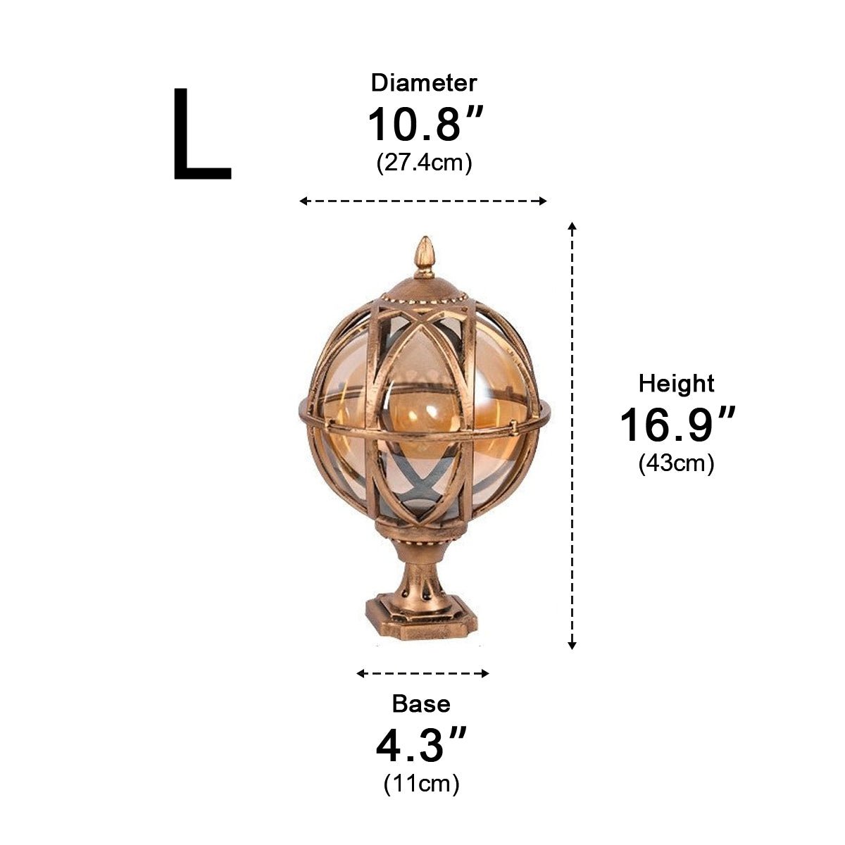 Farmhouse Round Ball Waterproof Outdoor Fence Post Lights