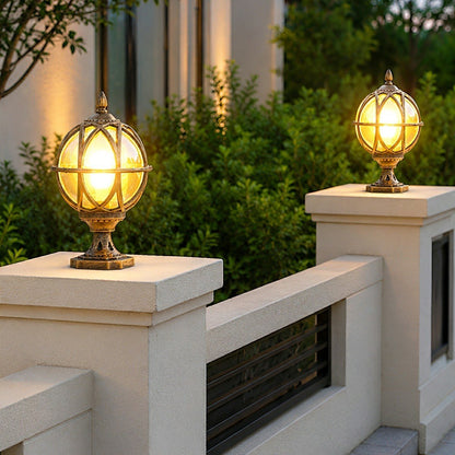 Farmhouse Round Ball Waterproof Outdoor Fence Post Lights
