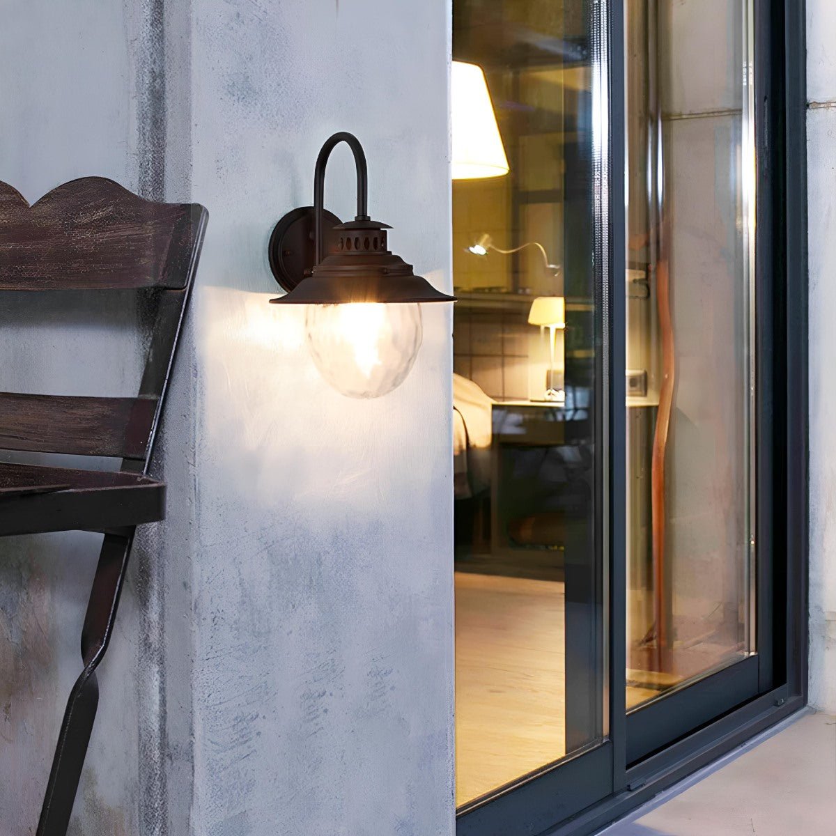 Farmhouse Waterproof Black Horn LED Outdoor Wall Light - Flare Shack
