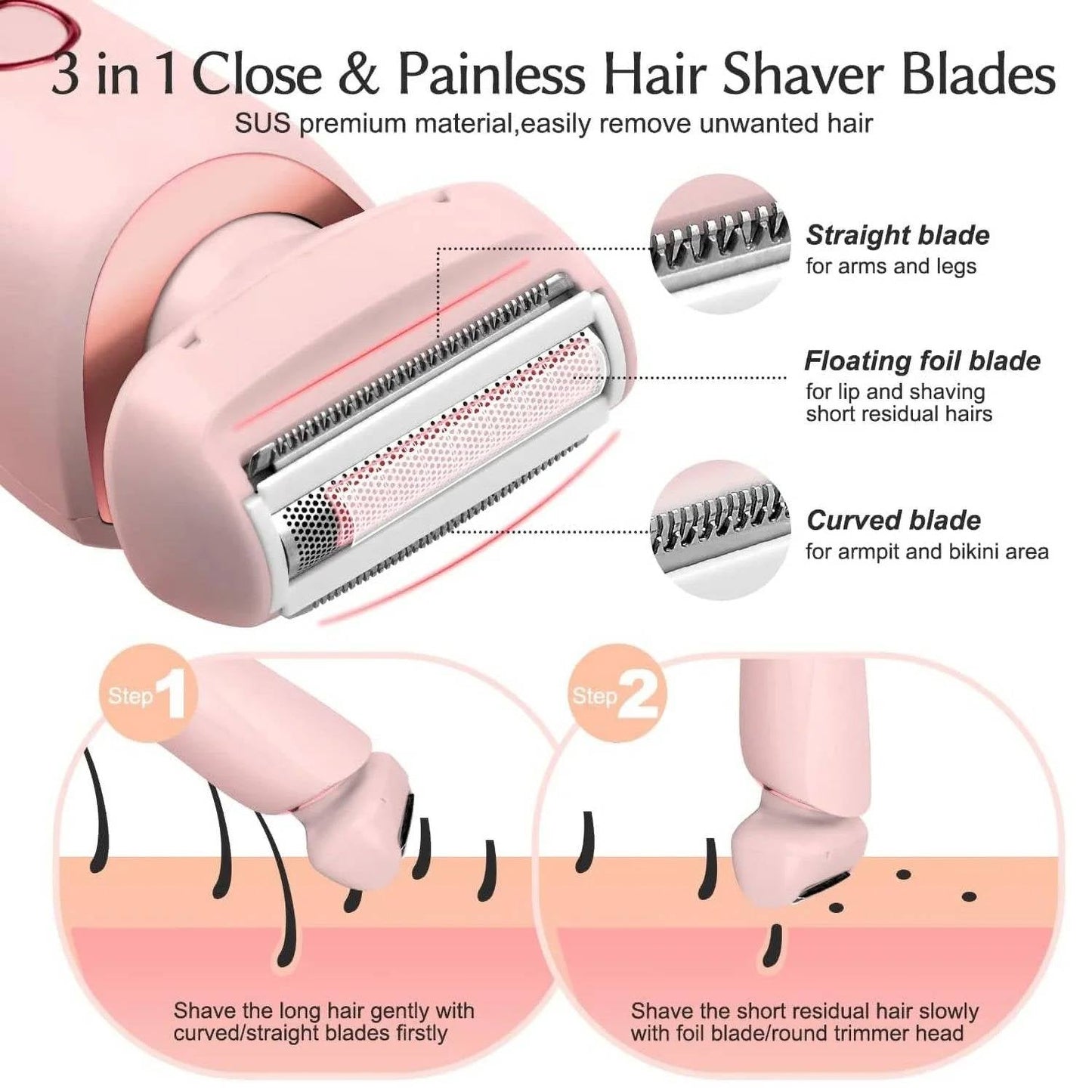 Electric Shaver 3D Floating Blade Dual-Head Waterproof Wet Dry Use Gentle Painless Hair Removal Fall 2025 Self-Care Gift