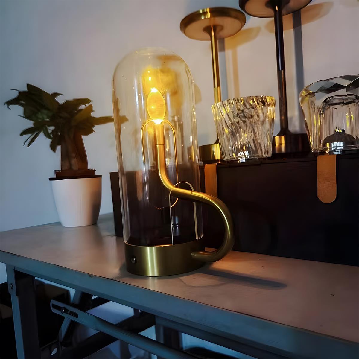 Flame Water Drop Table Lamp with USB Rechargeable