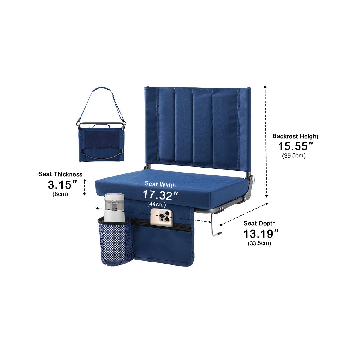 Folding Stadium Seat – Thick Cushion, 350 lbs, Non-Slip