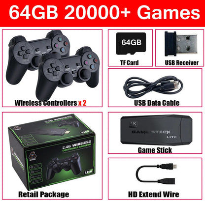 4K TV Game Stick 64GB Retro Gaming Console – TikTok Viral Fall 2025, 20,000+ Games, Includes 2 Wireless Controllers