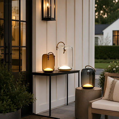 Glass Cylinder Waterproof LED Outdoor Portable Lantern Floor Lamp