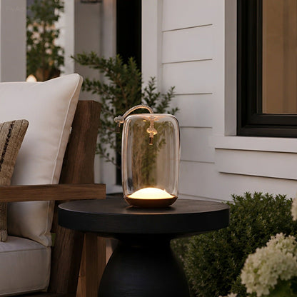 Glass Cylinder Waterproof LED Outdoor Portable Lantern Floor Lamp