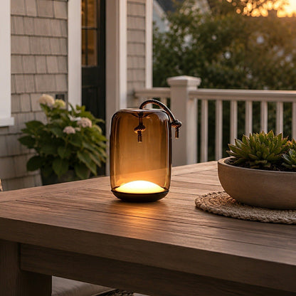 Glass Cylinder Waterproof LED Outdoor Portable Lantern Floor Lamp