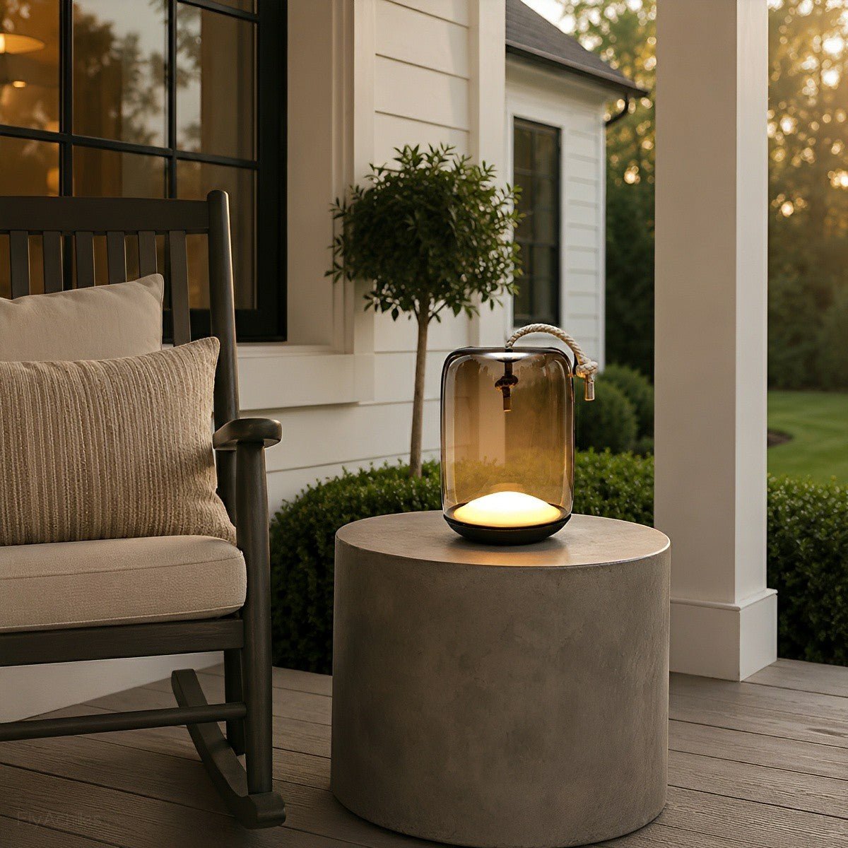 Glass Cylinder Waterproof LED Outdoor Portable Lantern Floor Lamp