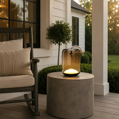 Glass Cylinder Waterproof LED Outdoor Portable Lantern Floor Lamp