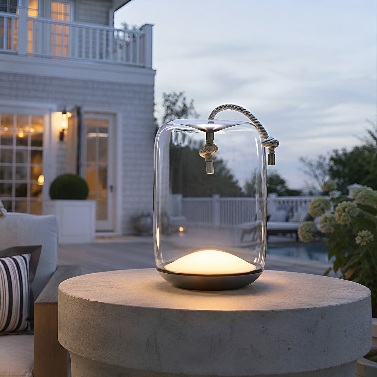 Glass Cylinder Waterproof LED Outdoor Portable Lantern Floor Lamp