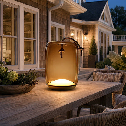 Glass Cylinder Waterproof LED Outdoor Portable Lantern Floor Lamp