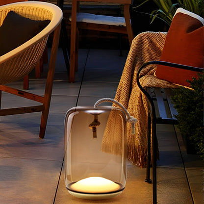 Glass Cylinder Waterproof LED Outdoor Portable Lantern Floor Lamp