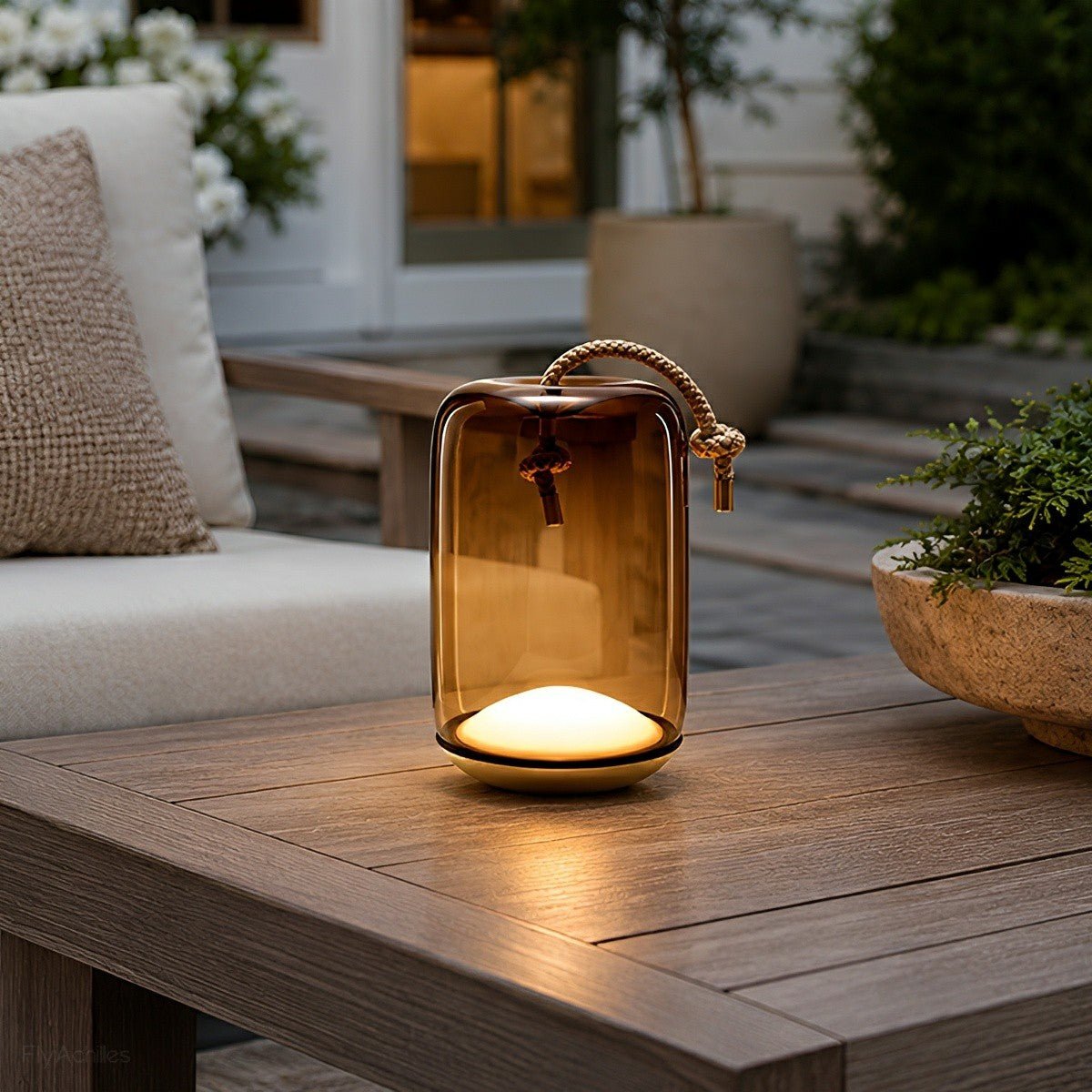 Glass Cylinder Waterproof LED Outdoor Portable Lantern Floor Lamp