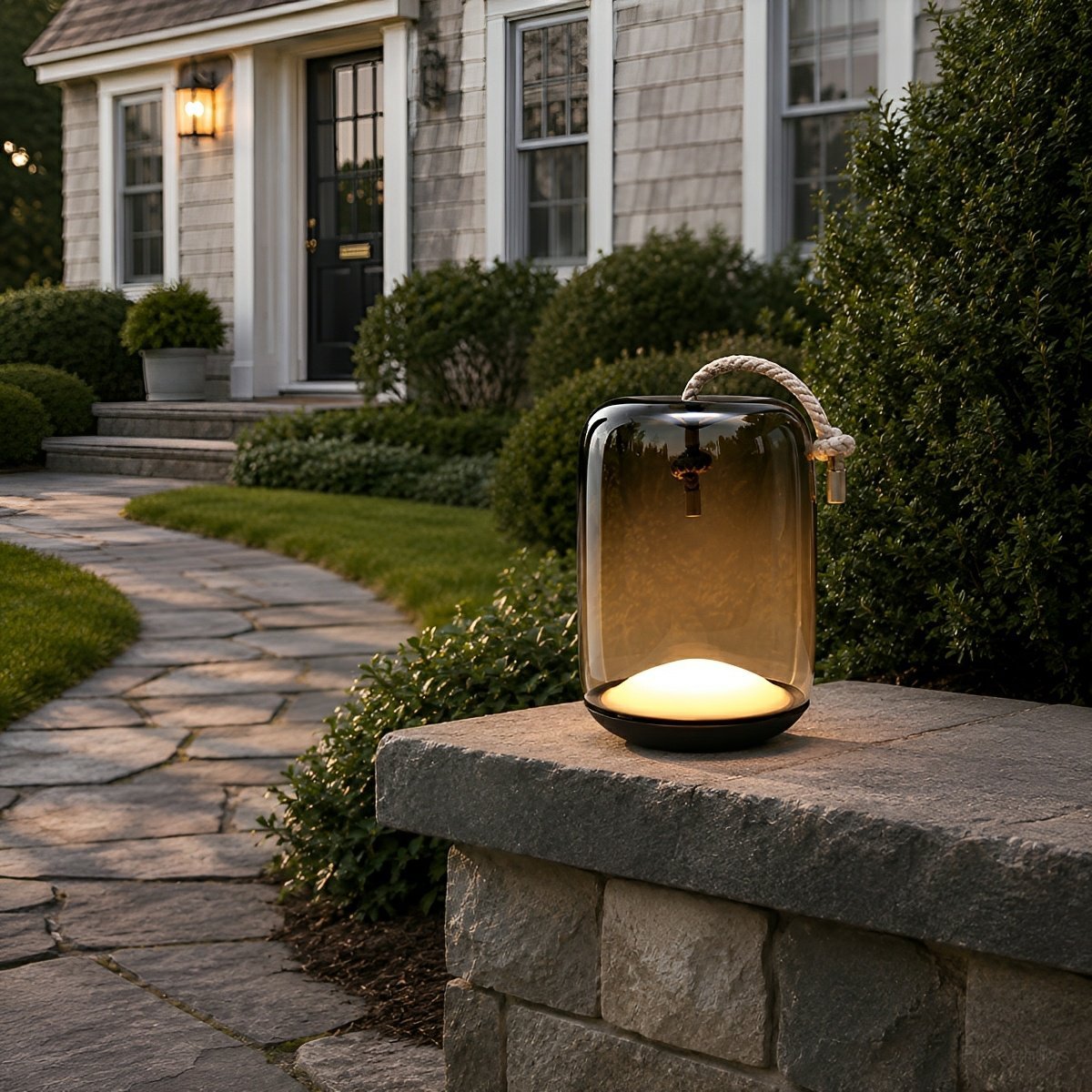 Glass Cylinder Waterproof LED Outdoor Portable Lantern Floor Lamp